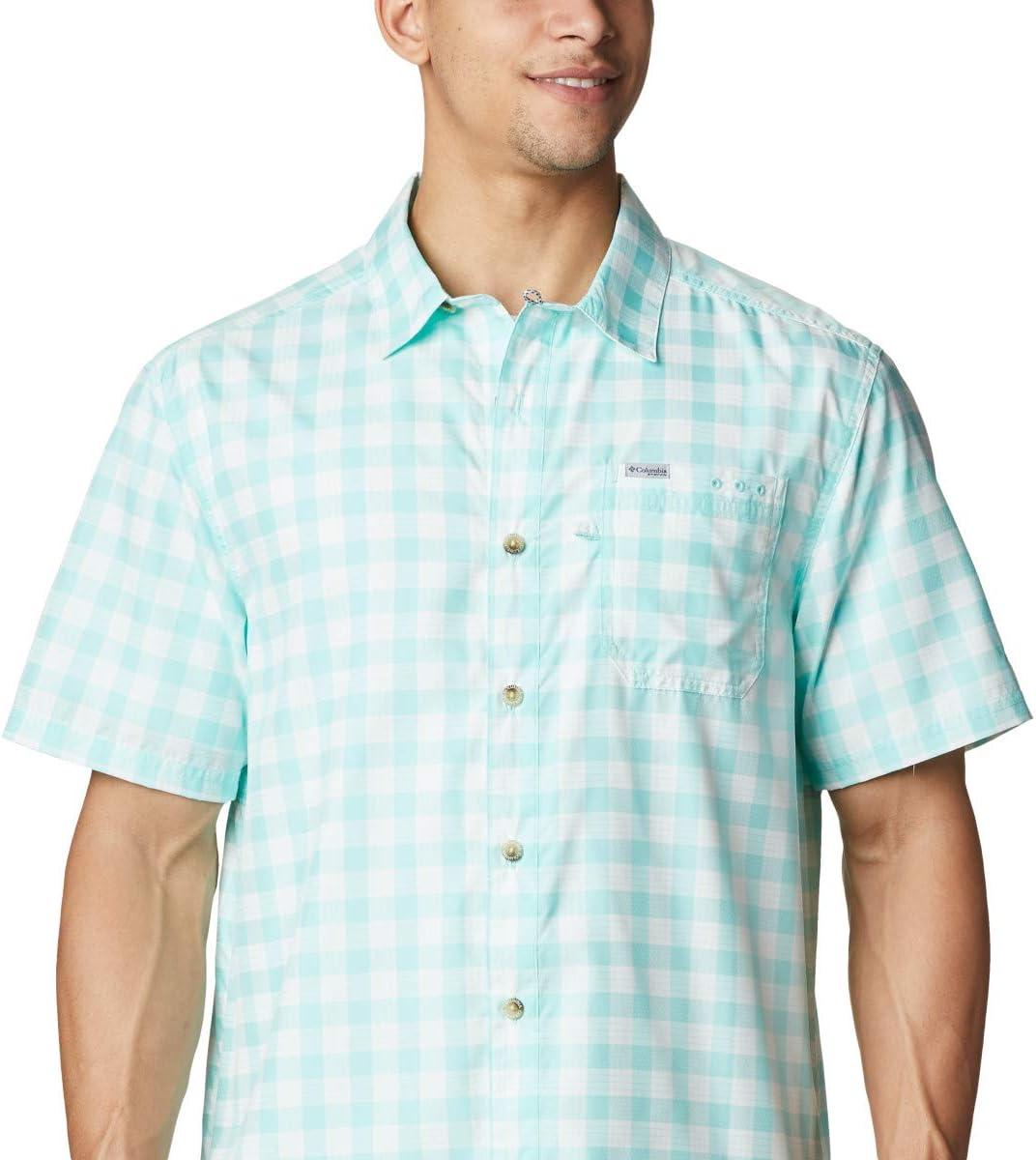 imageColumbia Mens Super Slack Tide Camp Shirt Short SleeveGulf Stream Palaka Plaid