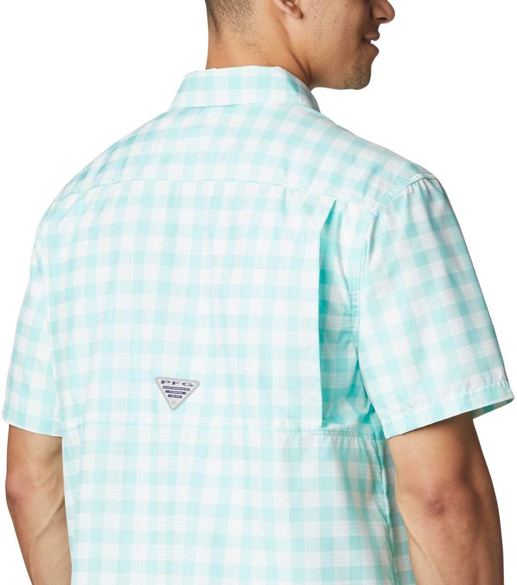 imageColumbia Mens Super Slack Tide Camp Shirt Short SleeveGulf Stream Palaka Plaid