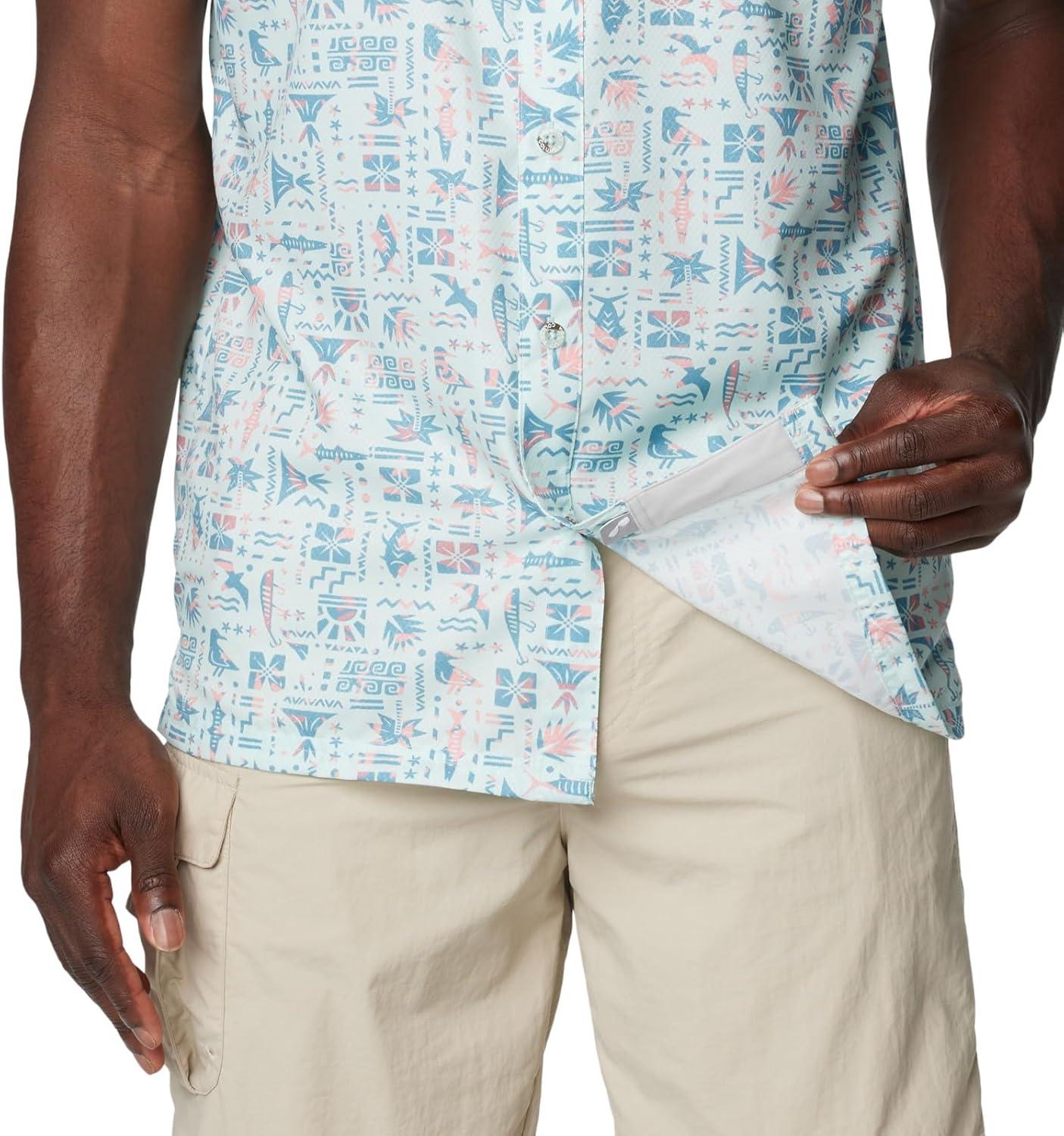 imageColumbia Mens Super Slack Tide Camp Shirt Short SleeveIcy Morn Fishtiki