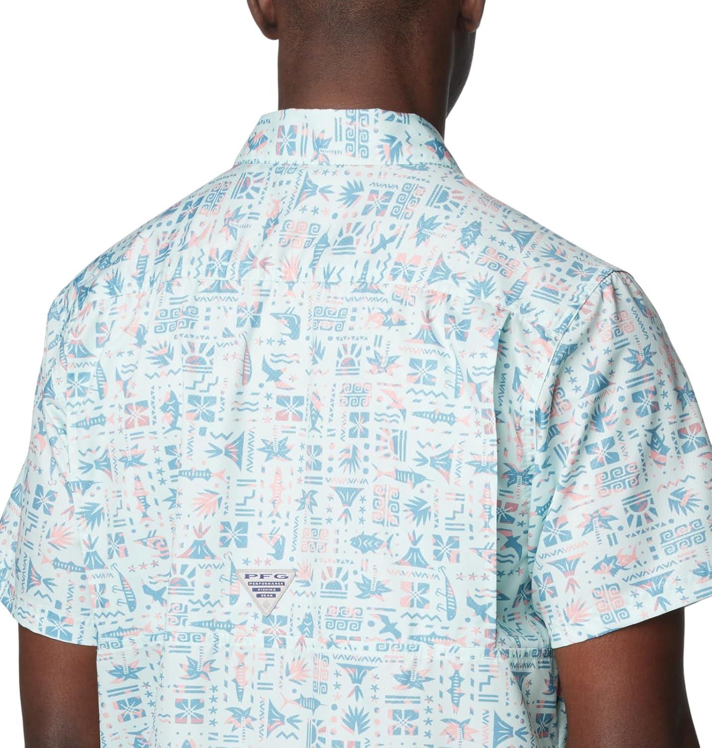 imageColumbia Mens Super Slack Tide Camp Shirt Short SleeveIcy Morn Fishtiki