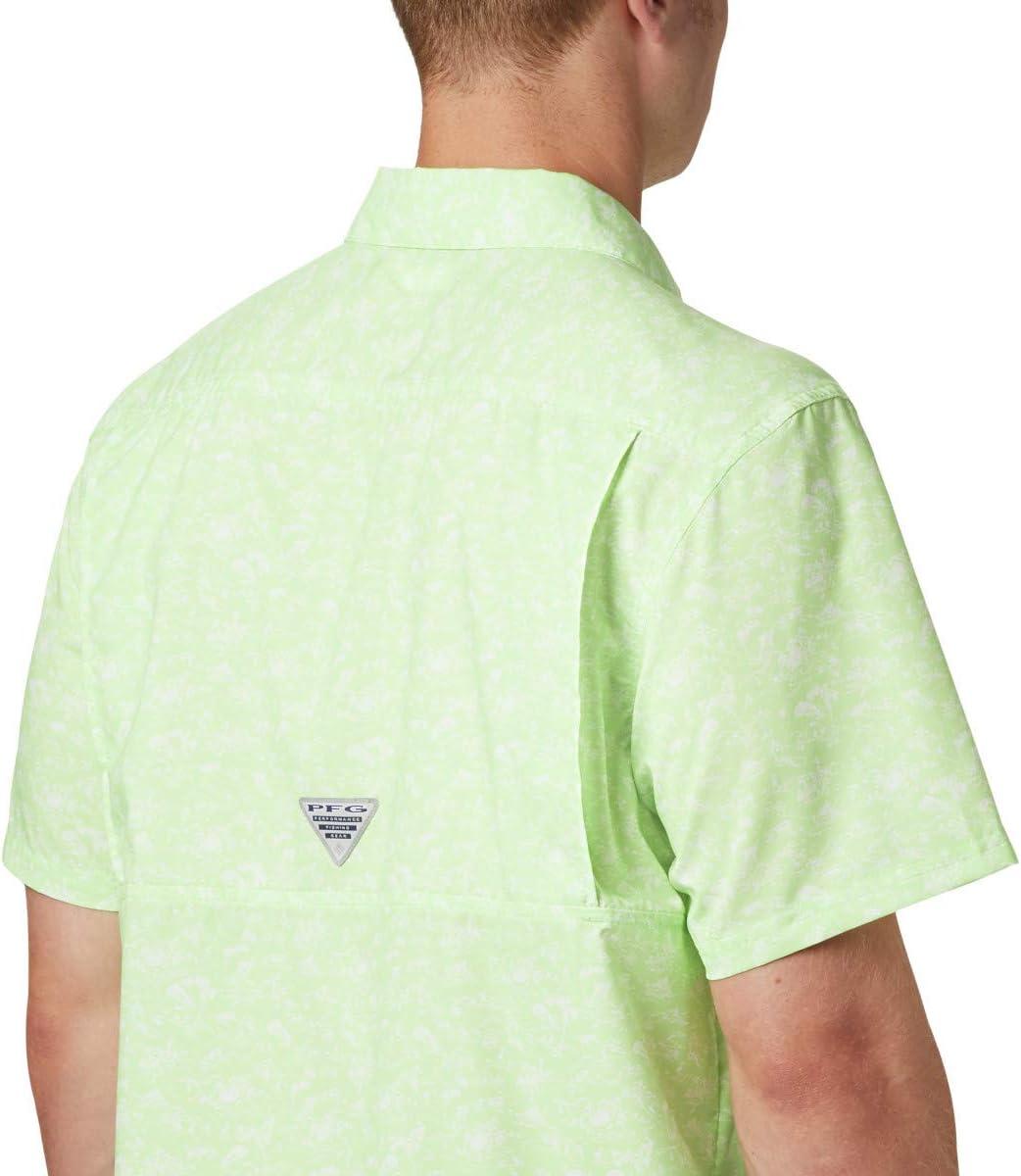 imageColumbia Mens Super Slack Tide Camp Shirt Short SleeveJade Lime Gamefish Print
