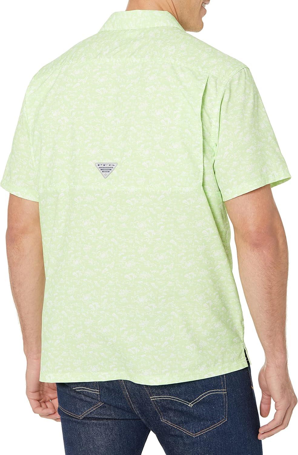 imageColumbia Mens Super Slack Tide Camp Shirt Short SleeveJade Lime Gamefish Print