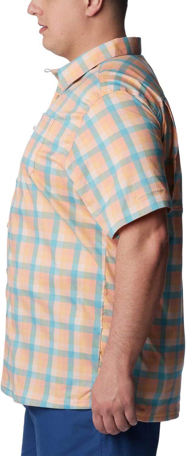imageColumbia Mens Super Slack Tide Camp Shirt Short SleeveLight Coral Mid Gingham