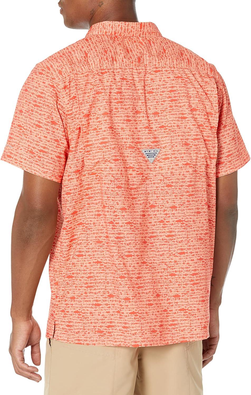 imageColumbia Mens Super Slack Tide Camp Shirt Short SleeveLight Coral Tallyfish