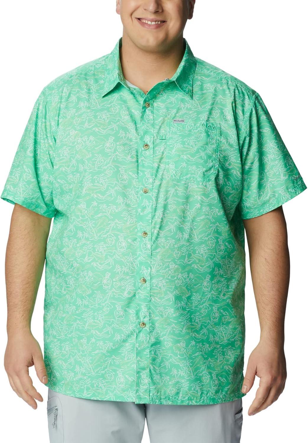 imageColumbia Mens Super Slack Tide Camp Shirt Short SleeveLight Jade Merry Mahi Print