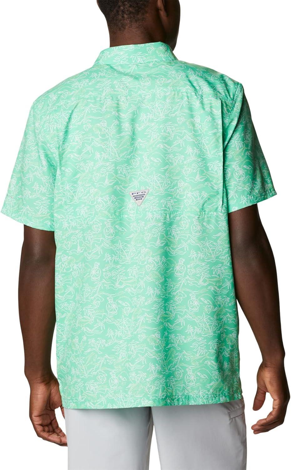 imageColumbia Mens Super Slack Tide Camp Shirt Short SleeveLight Jade Merry Mahi Print