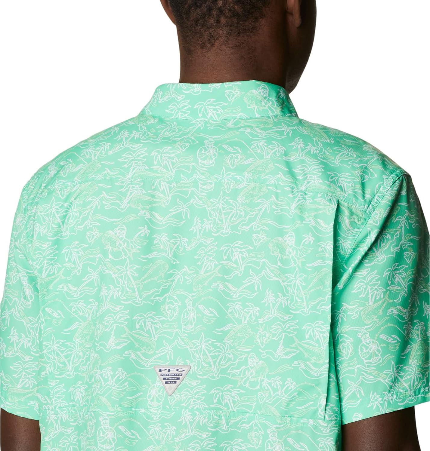 imageColumbia Mens Super Slack Tide Camp Shirt Short SleeveLight Jade Merry Mahi Print