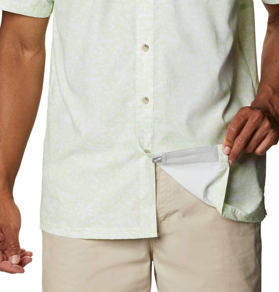 imageColumbia Mens Super Slack Tide Camp Shirt Short SleeveLight Lime Kona Print