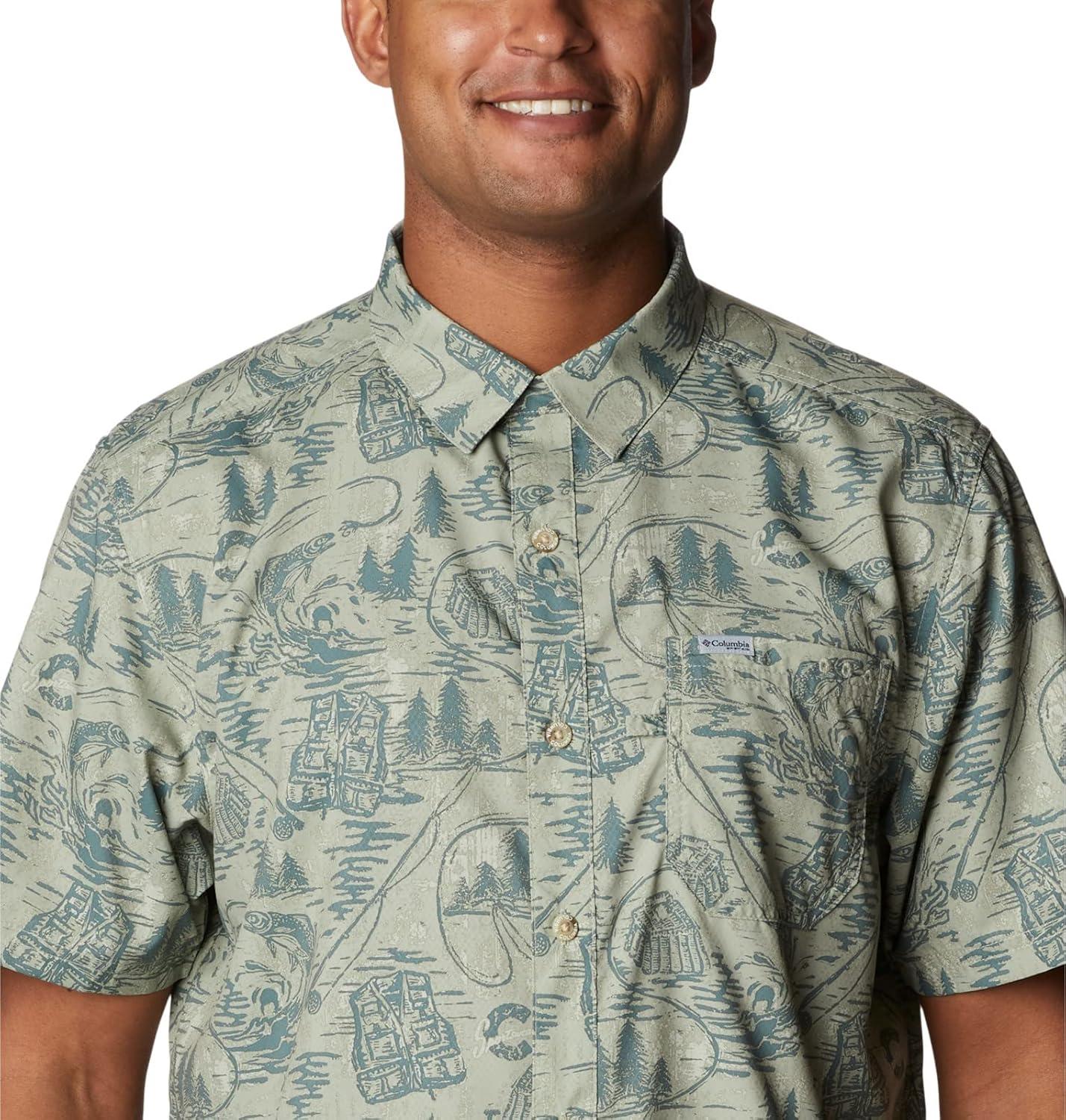 imageColumbia Mens Super Slack Tide Camp Shirt Short SleeveMetal Pfg Origins Print