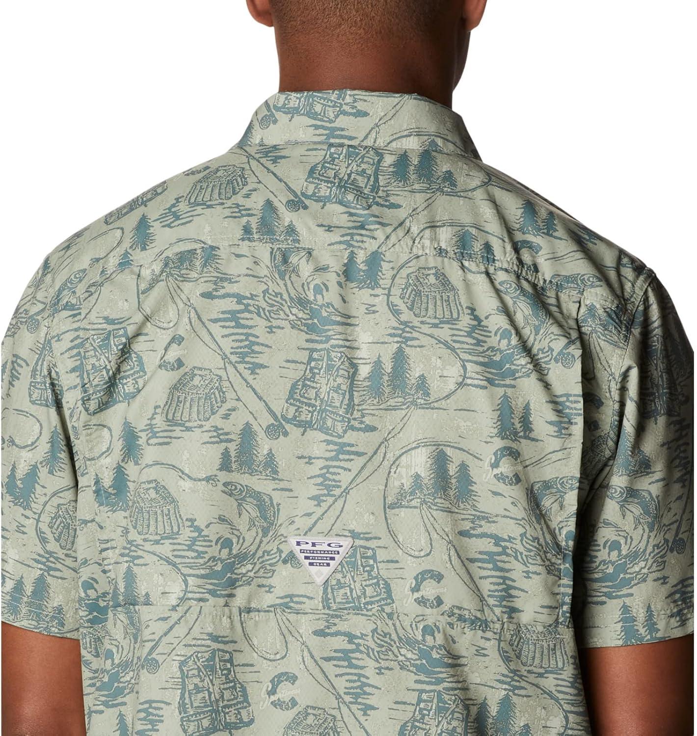 imageColumbia Mens Super Slack Tide Camp Shirt Short SleeveMetal Pfg Origins Print