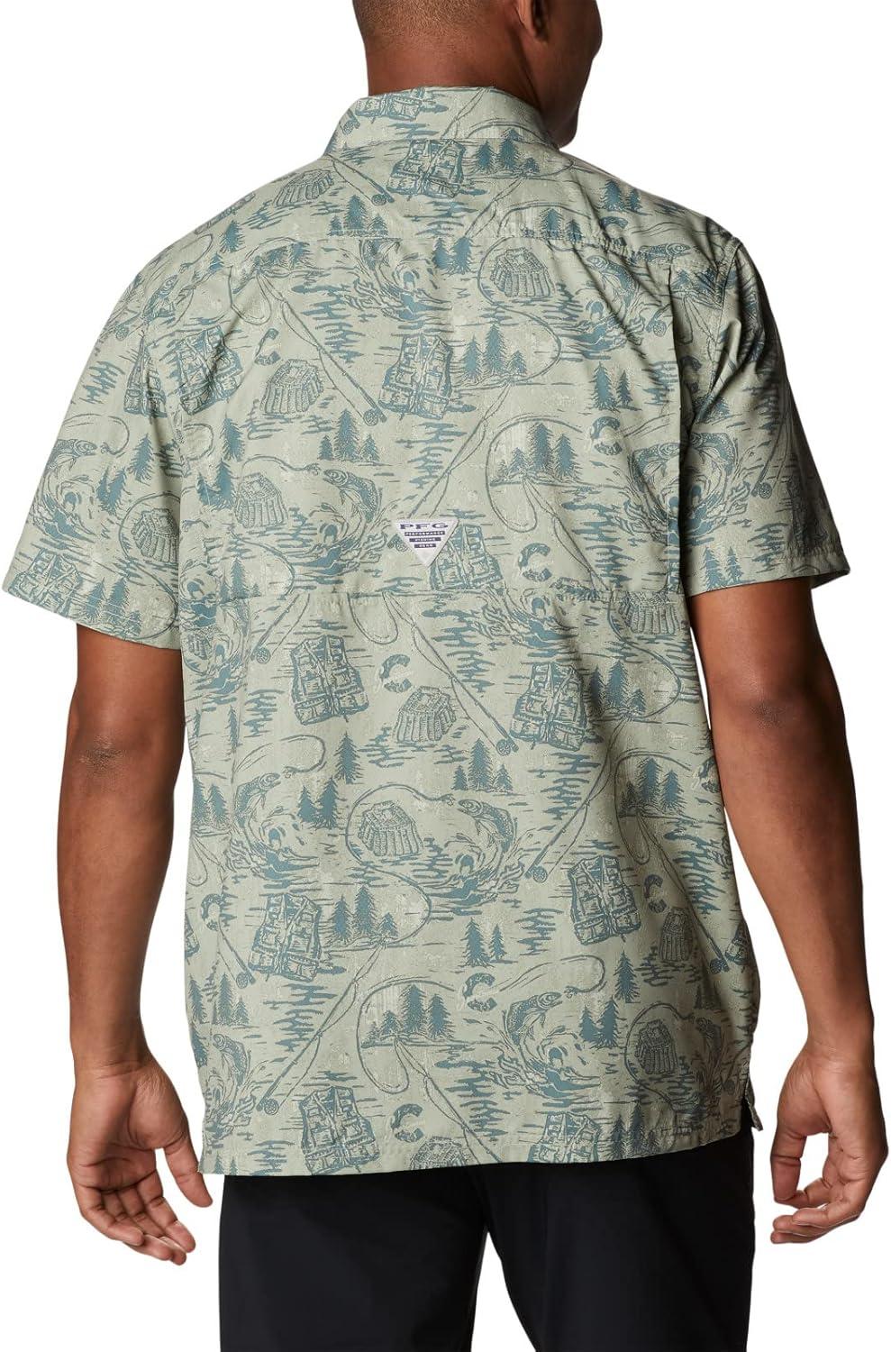 imageColumbia Mens Super Slack Tide Camp Shirt Short SleeveMetal Pfg Origins Print