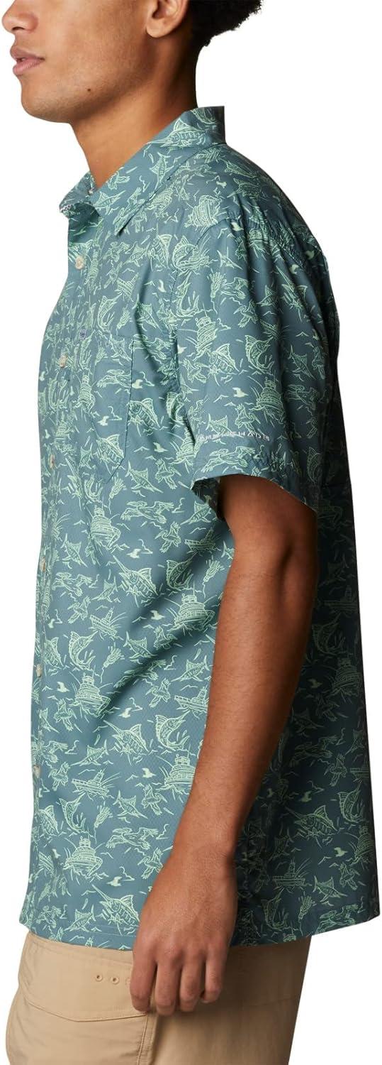 imageColumbia Mens Super Slack Tide Camp Shirt Short SleeveMetal Small Mighty Marlins Print