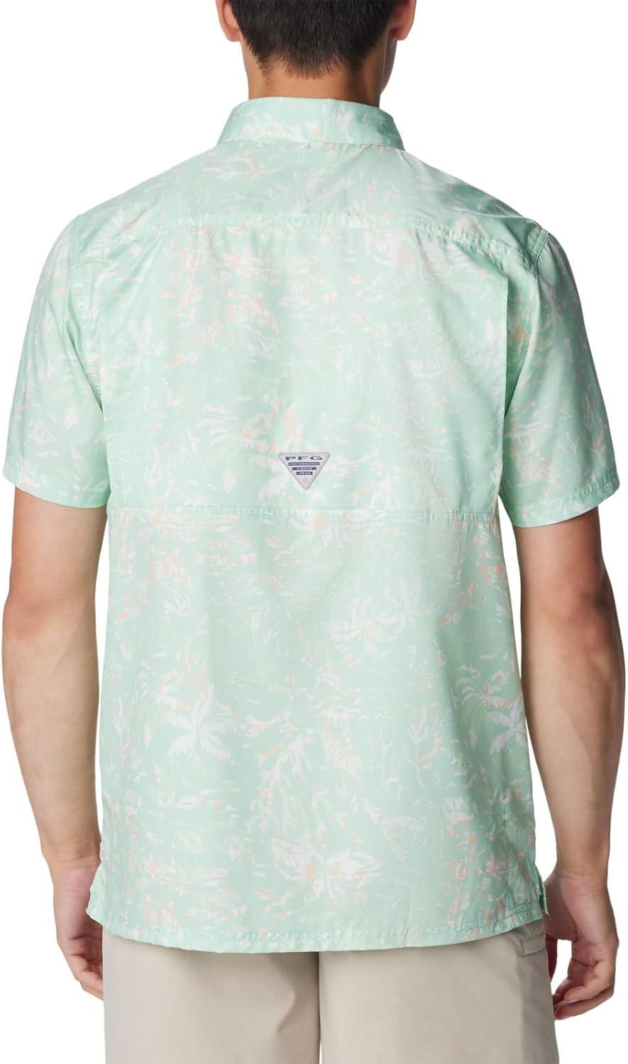 imageColumbia Mens Super Slack Tide Camp Shirt Short SleeveNew Mint Kona Kraze