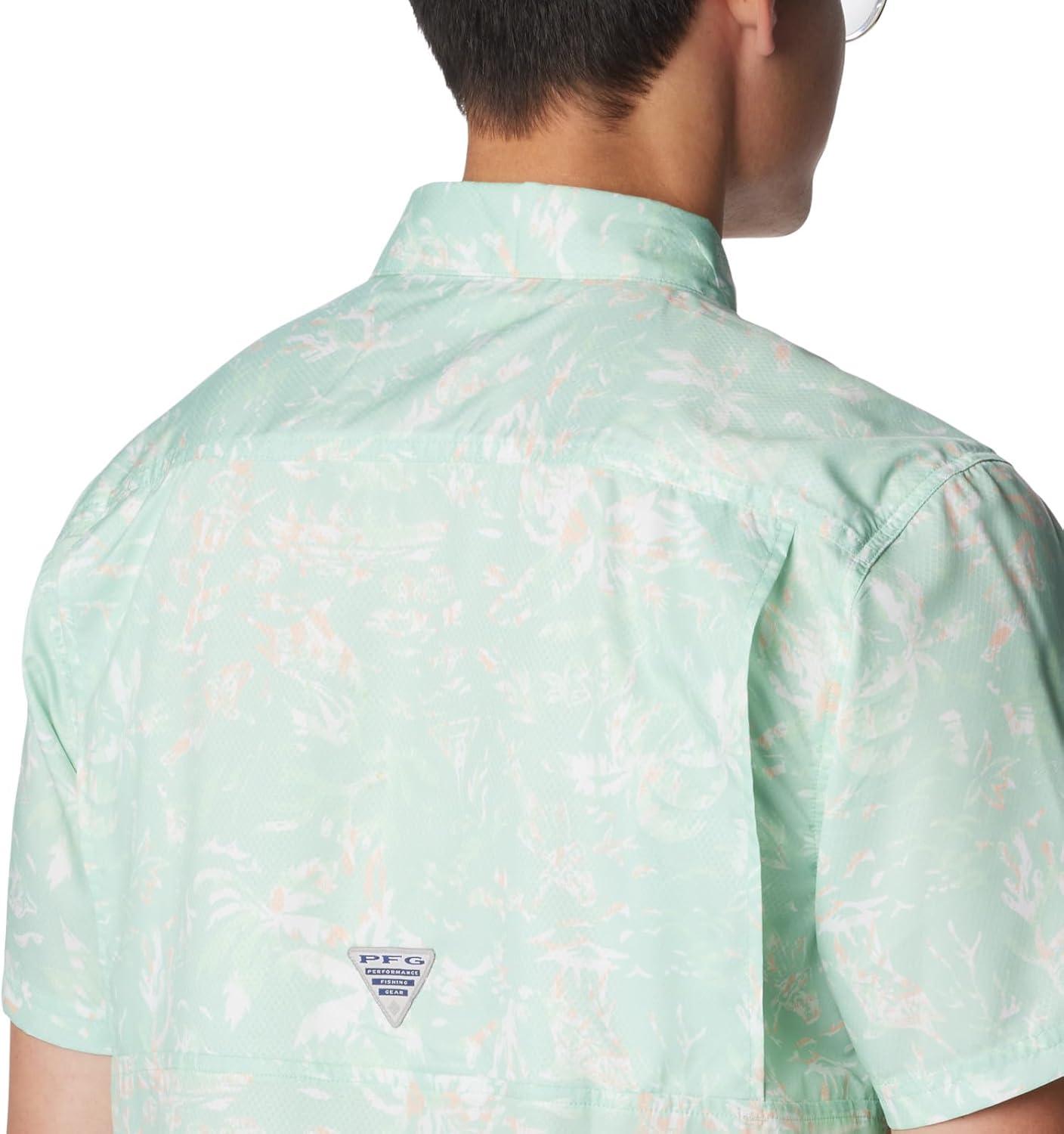 imageColumbia Mens Super Slack Tide Camp Shirt Short SleeveNew Mint Kona Kraze