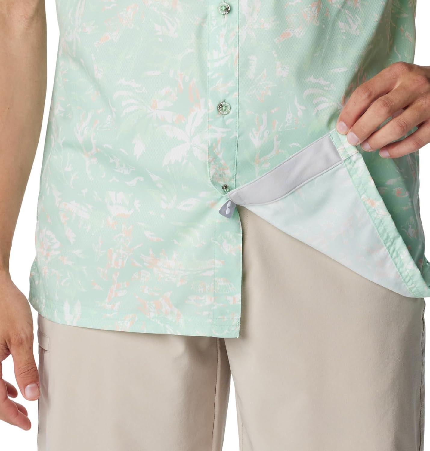 imageColumbia Mens Super Slack Tide Camp Shirt Short SleeveNew Mint Kona Kraze