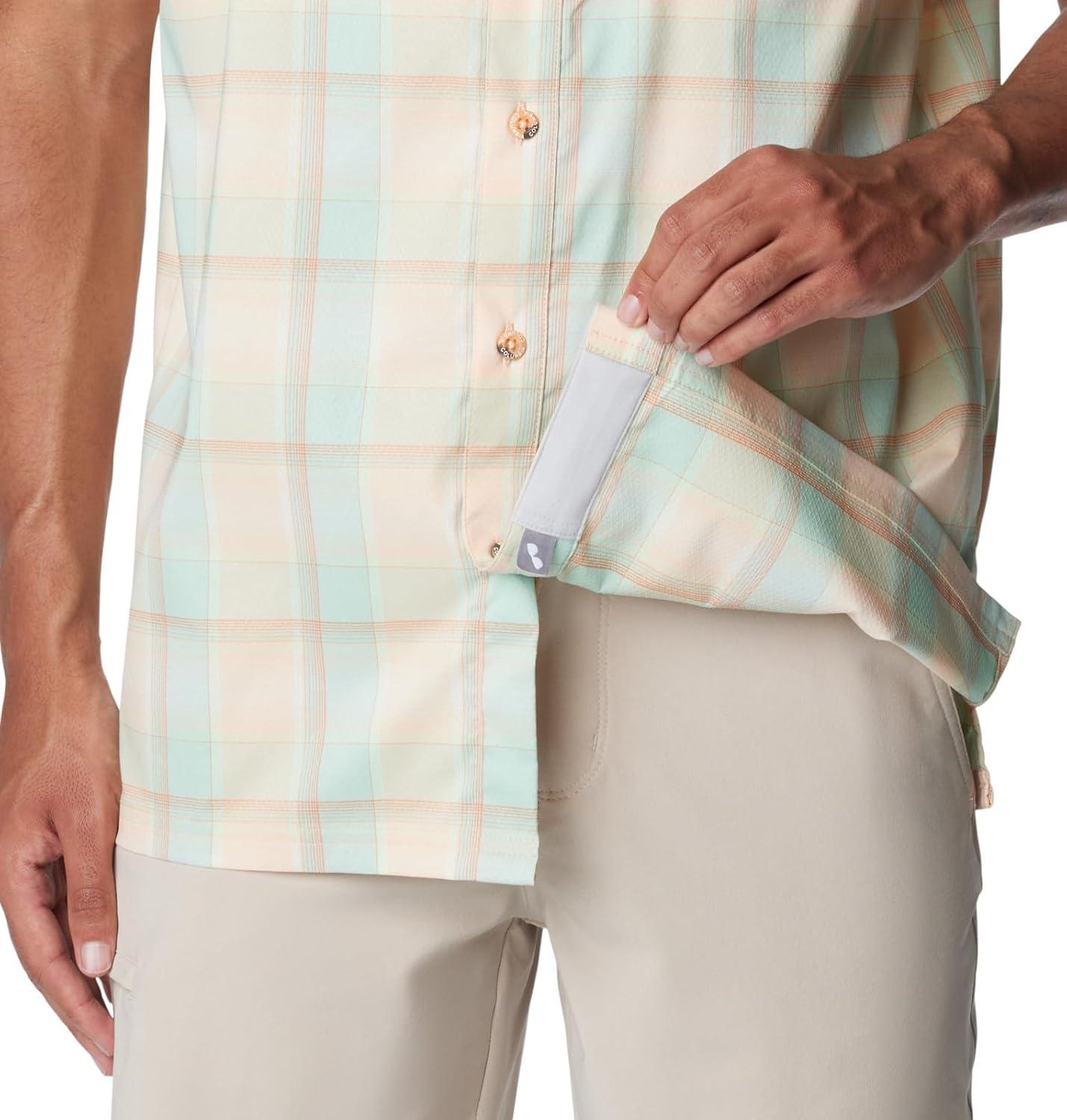 imageColumbia Mens Super Slack Tide Camp Shirt Short SleeveNew Mint Ombre Check