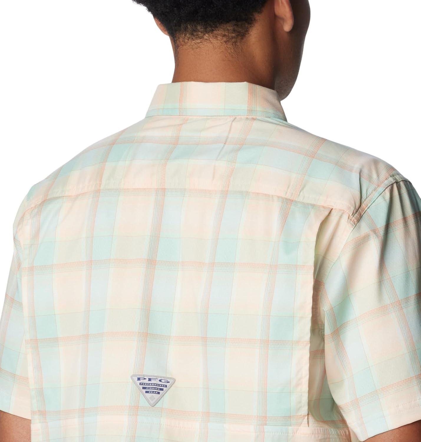 imageColumbia Mens Super Slack Tide Camp Shirt Short SleeveNew Mint Ombre Check