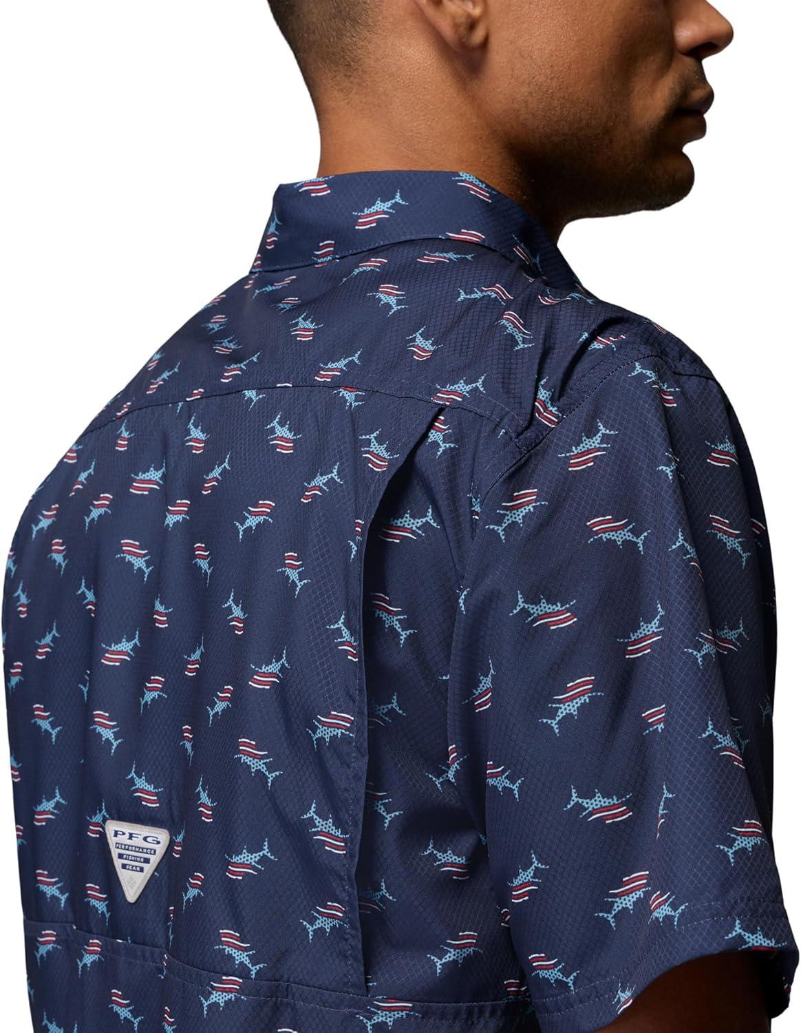 imageColumbia Mens Super Slack Tide Camp Shirt Short SleeveNocturnal Bluefin Pride