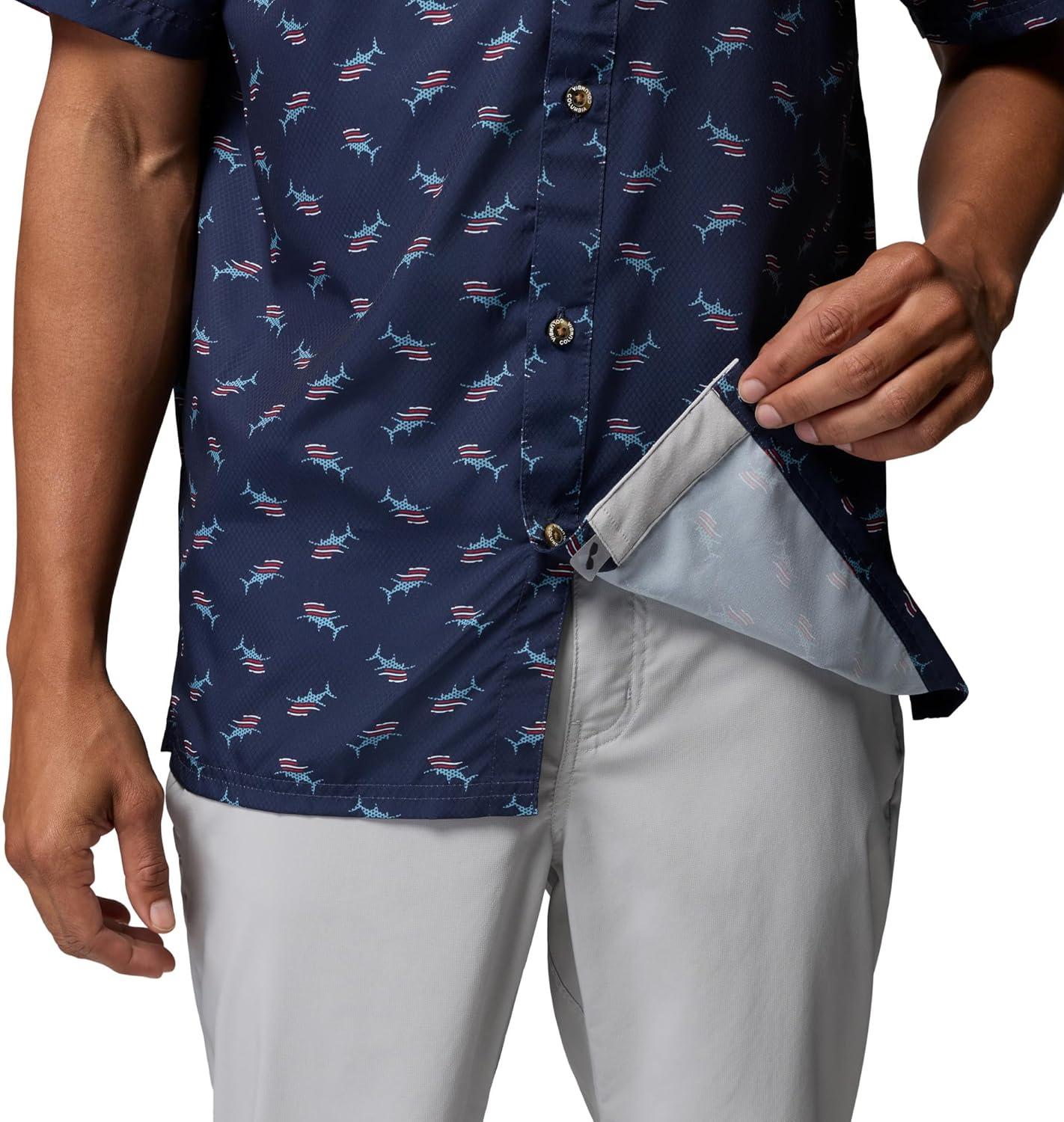 imageColumbia Mens Super Slack Tide Camp Shirt Short SleeveNocturnal Bluefin Pride