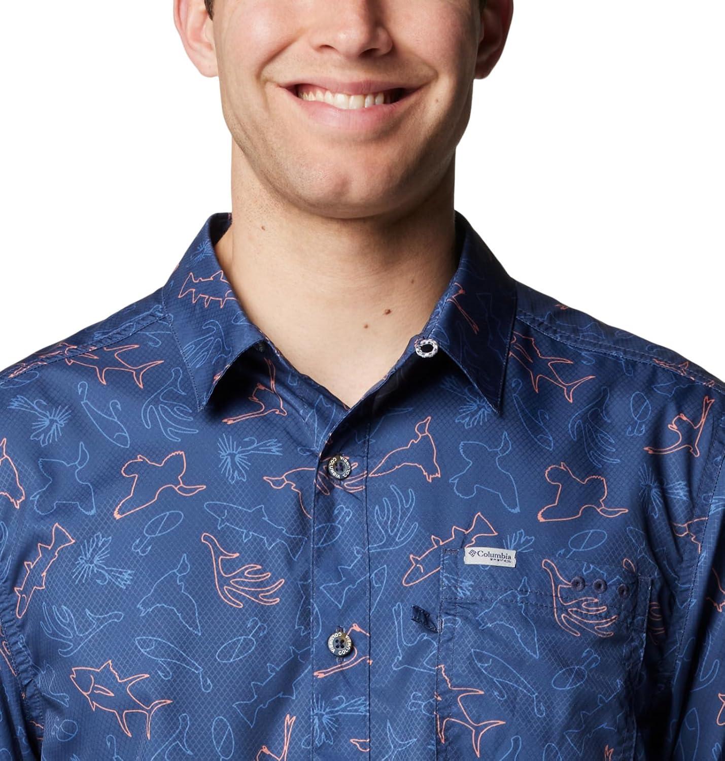imageColumbia Mens Super Slack Tide Camp Shirt Short SleeveNocturnal Casted N Blasted