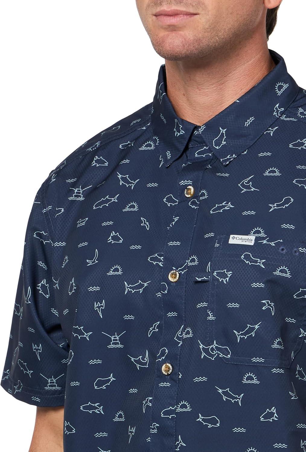 imageColumbia Mens Super Slack Tide Camp Shirt Short SleeveNocturnal Deep Divers