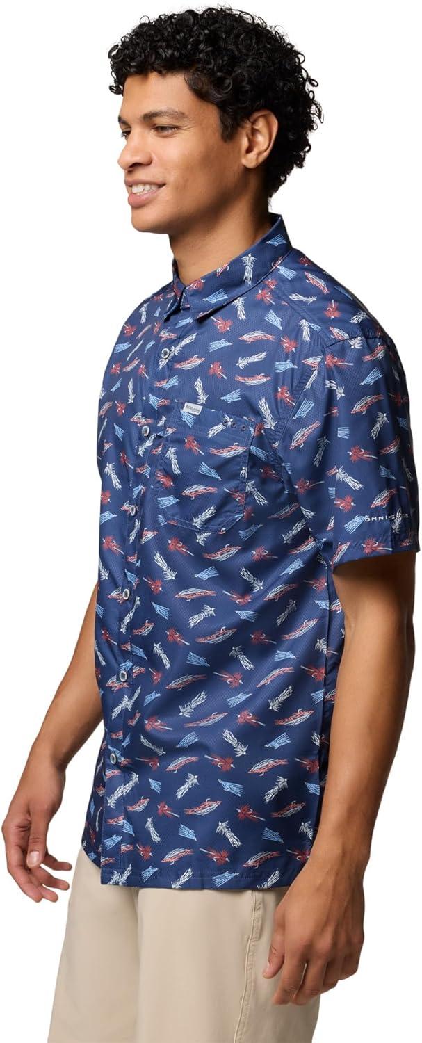 imageColumbia Mens Super Slack Tide Camp Shirt Short SleeveNocturnal Fly Pride