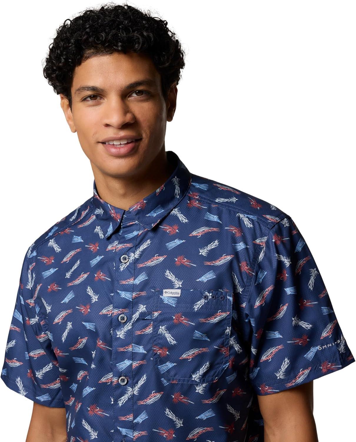 imageColumbia Mens Super Slack Tide Camp Shirt Short SleeveNocturnal Fly Pride