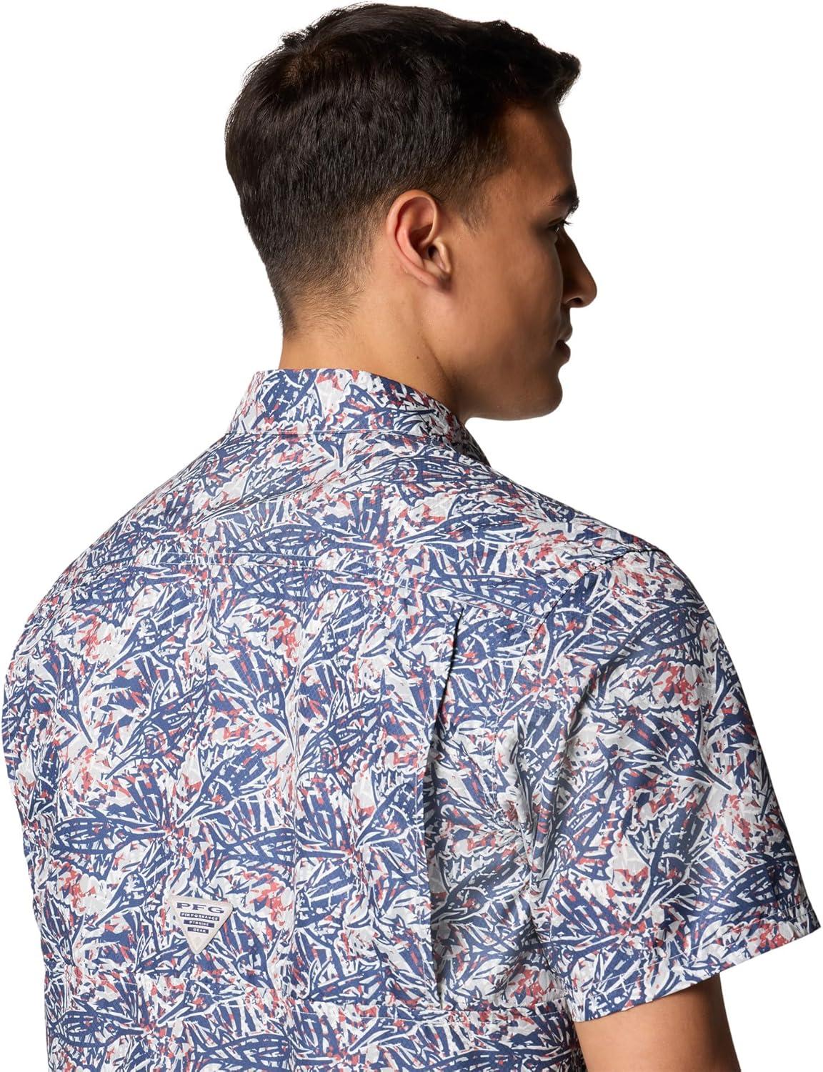 imageColumbia Mens Super Slack Tide Camp Shirt Short SleeveNocturnal Marlin Palms