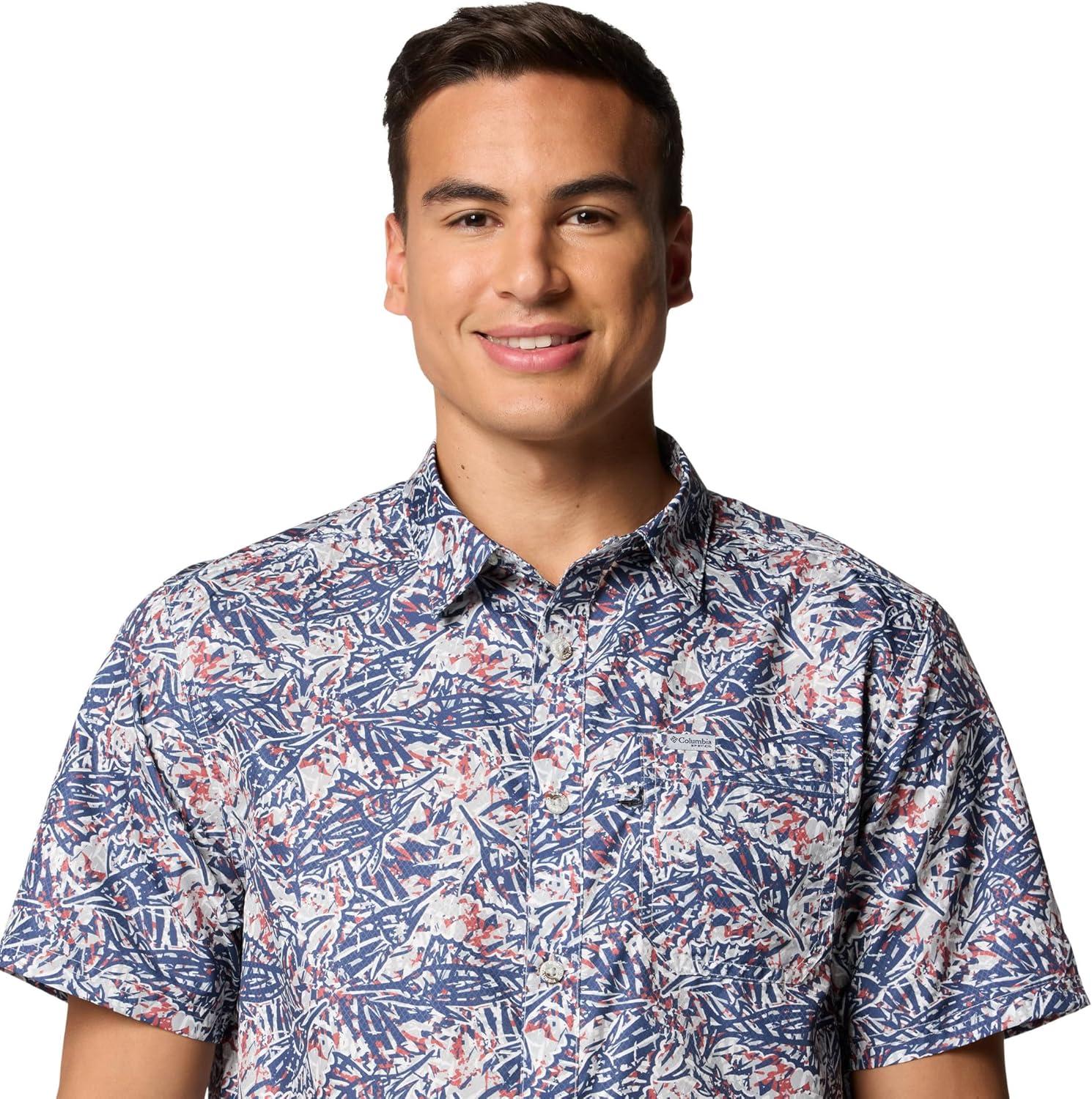 imageColumbia Mens Super Slack Tide Camp Shirt Short SleeveNocturnal Marlin Palms