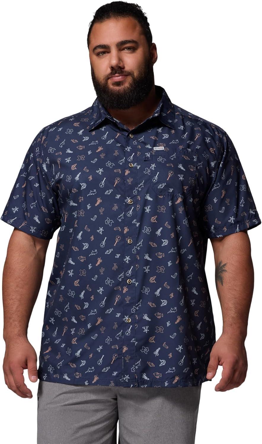 imageColumbia Mens Super Slack Tide Camp Shirt Short SleeveNocturnal Take Me to Texas