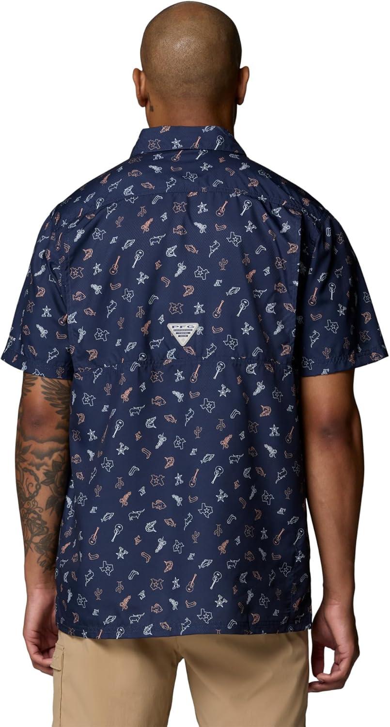 imageColumbia Mens Super Slack Tide Camp Shirt Short SleeveNocturnal Take Me to Texas