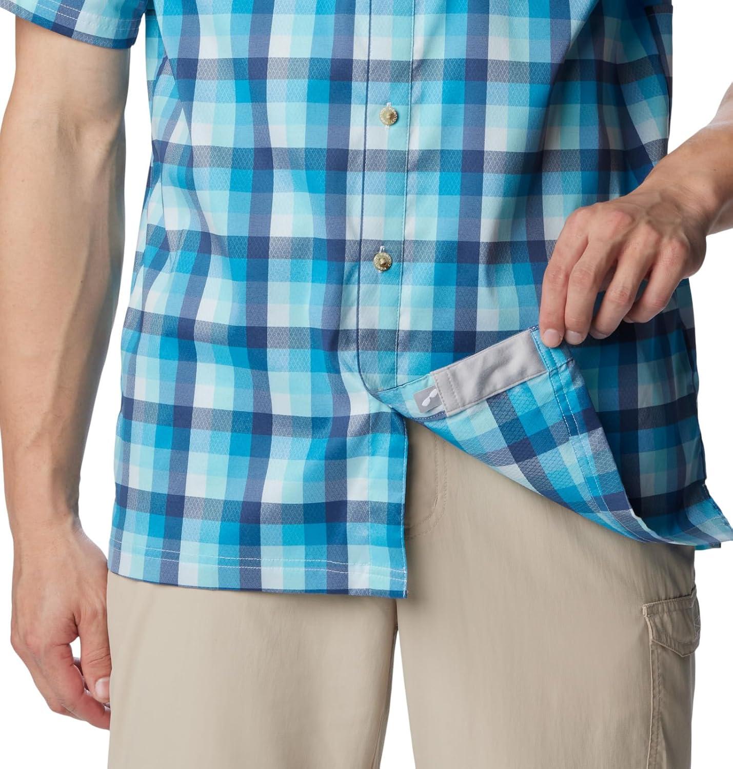 imageColumbia Mens Super Slack Tide Camp Shirt Short SleevePool Mid Gingham