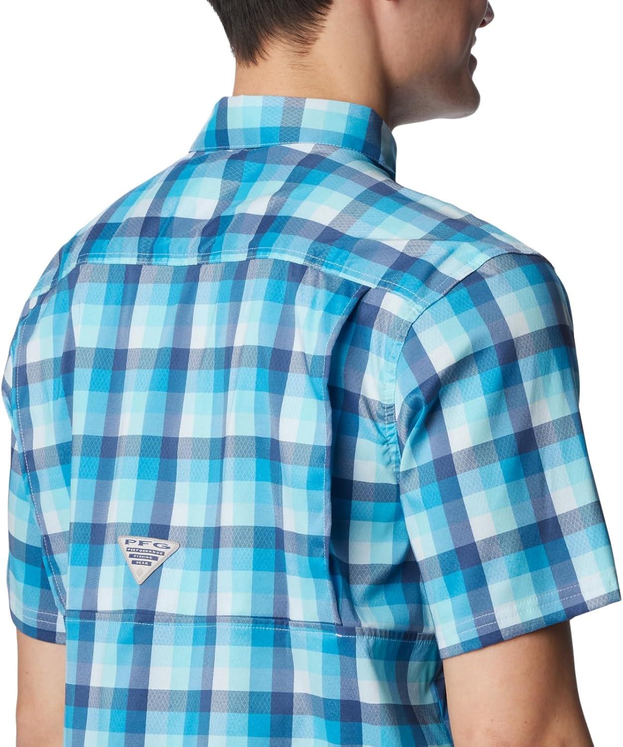 imageColumbia Mens Super Slack Tide Camp Shirt Short SleevePool Mid Gingham