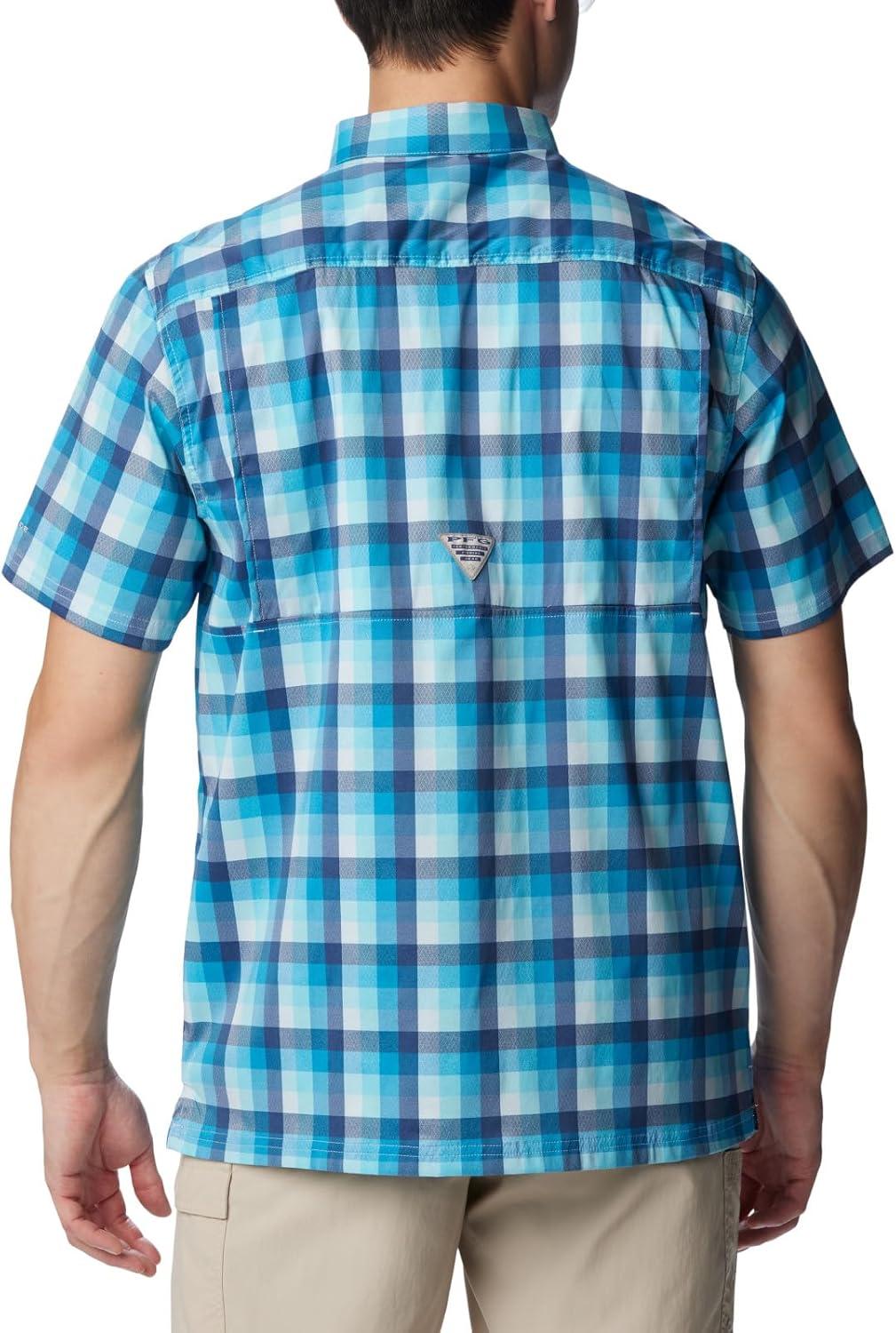 imageColumbia Mens Super Slack Tide Camp Shirt Short SleevePool Mid Gingham