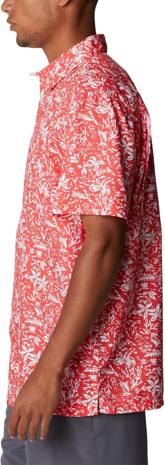 imageColumbia Mens Super Slack Tide Camp Shirt Short SleeveRed Hibiscus Kona Print
