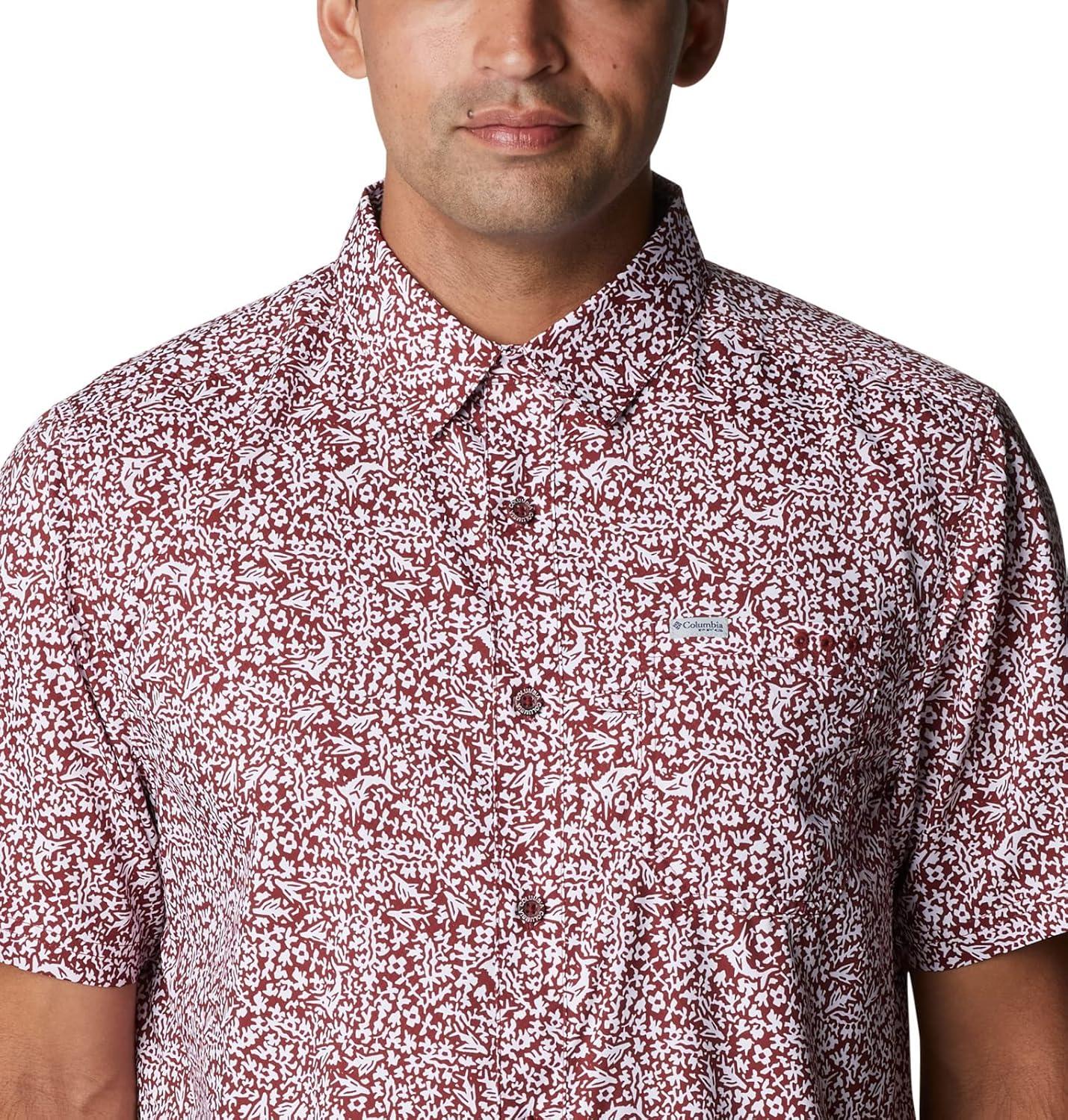 imageColumbia Mens Super Slack Tide Camp Shirt Short SleeveRed Jasper Deepsea Medley