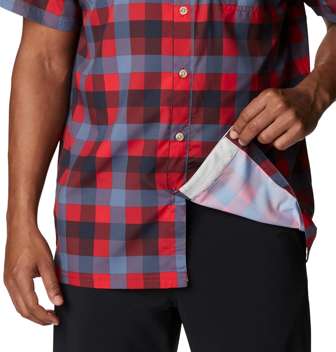 imageColumbia Mens Super Slack Tide Camp Shirt Short SleeveRed Jasper Multi Gingham
