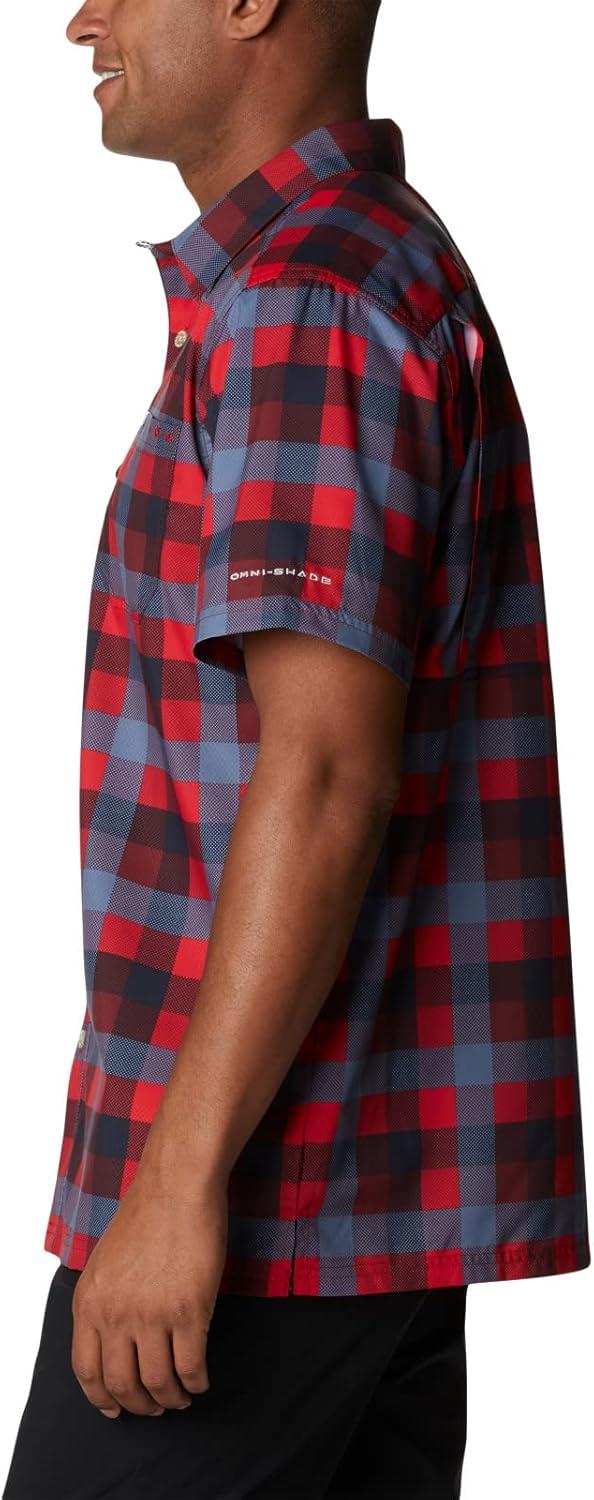 imageColumbia Mens Super Slack Tide Camp Shirt Short SleeveRed Jasper Multi Gingham