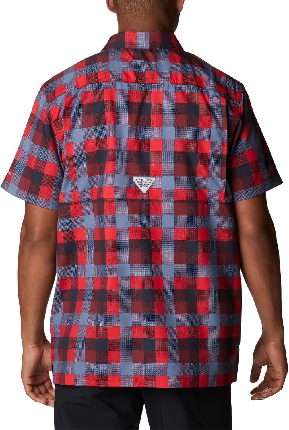imageColumbia Mens Super Slack Tide Camp Shirt Short SleeveRed Jasper Multi Gingham
