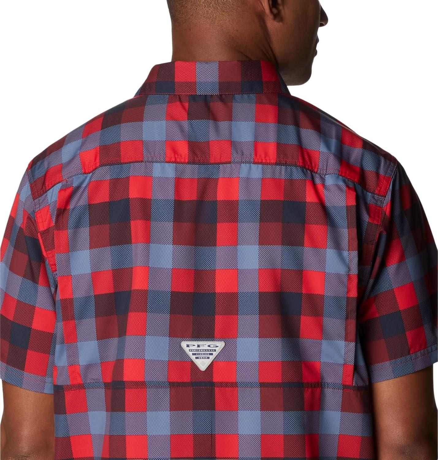 imageColumbia Mens Super Slack Tide Camp Shirt Short SleeveRed Jasper Multi Gingham