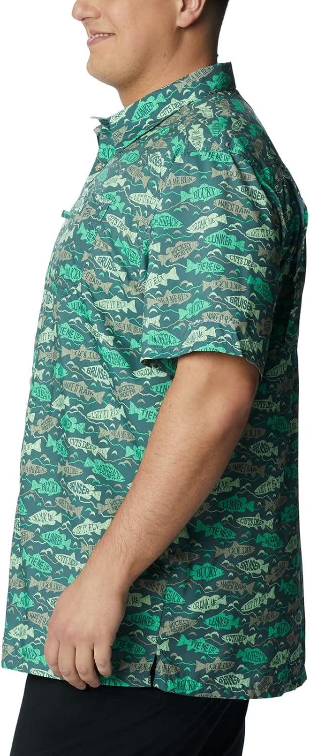 imageColumbia Mens Super Slack Tide Camp Shirt Short SleeveSafari Fishfinder Print
