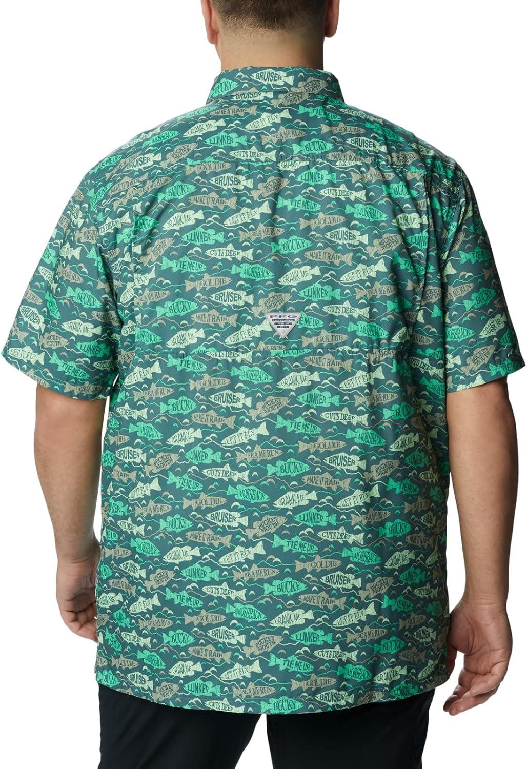 imageColumbia Mens Super Slack Tide Camp Shirt Short SleeveSafari Fishfinder Print