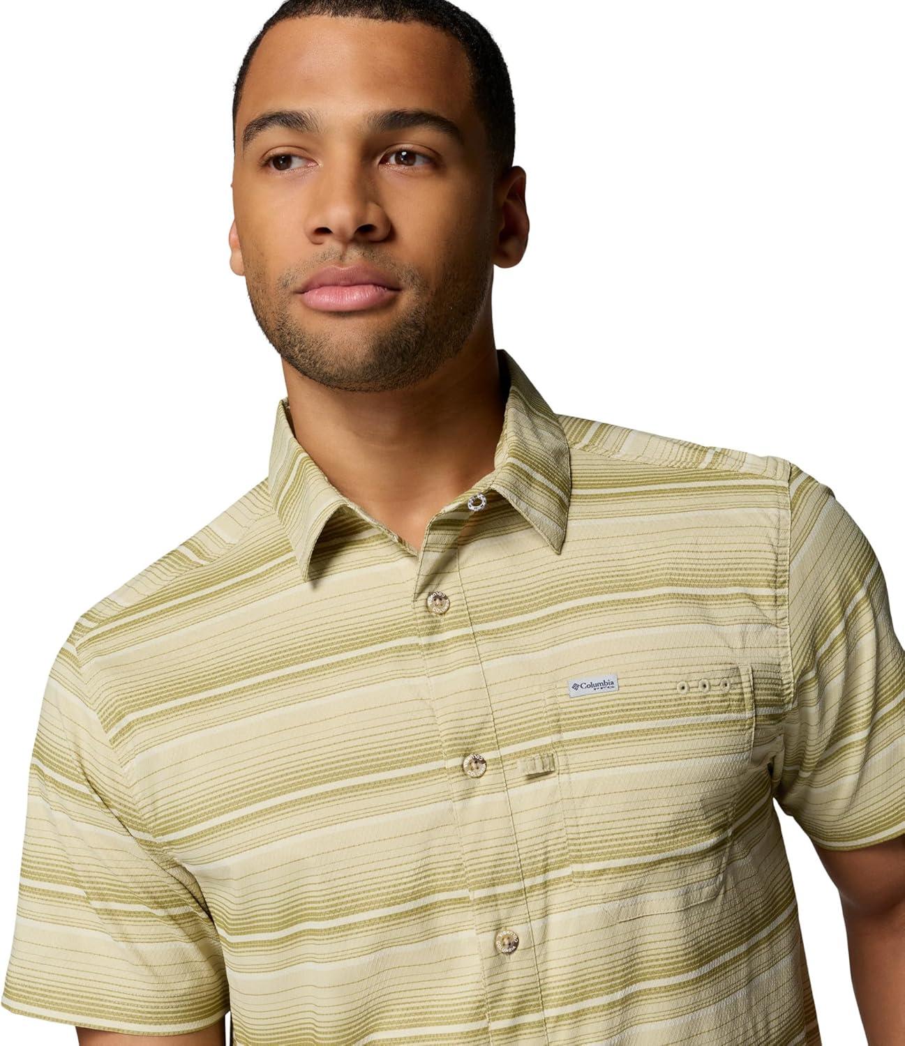 imageColumbia Mens Super Slack Tide Camp Shirt Short SleeveSerpentine Surge Stripe