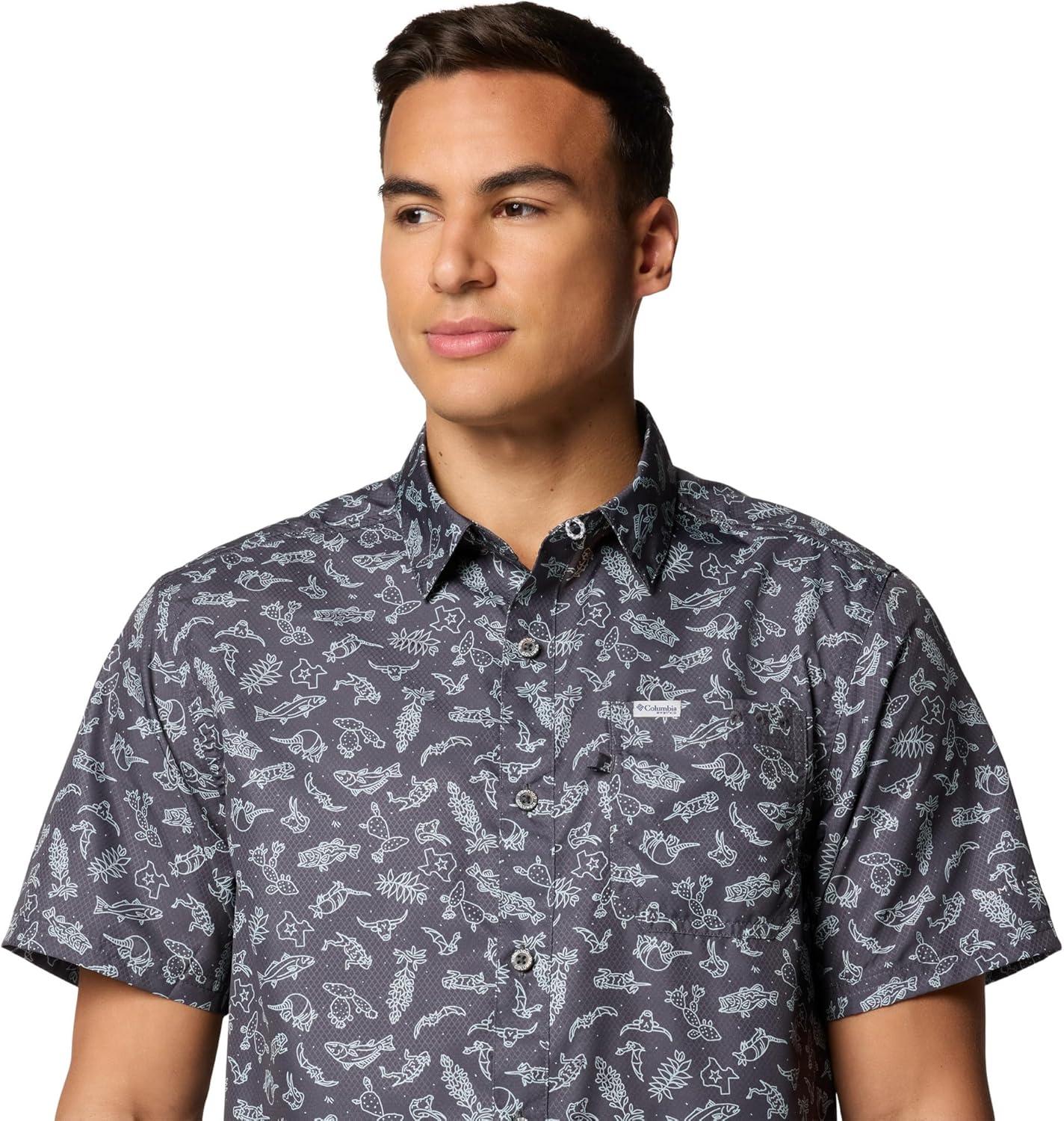 imageColumbia Mens Super Slack Tide Camp Shirt Short SleeveShark Texas Time