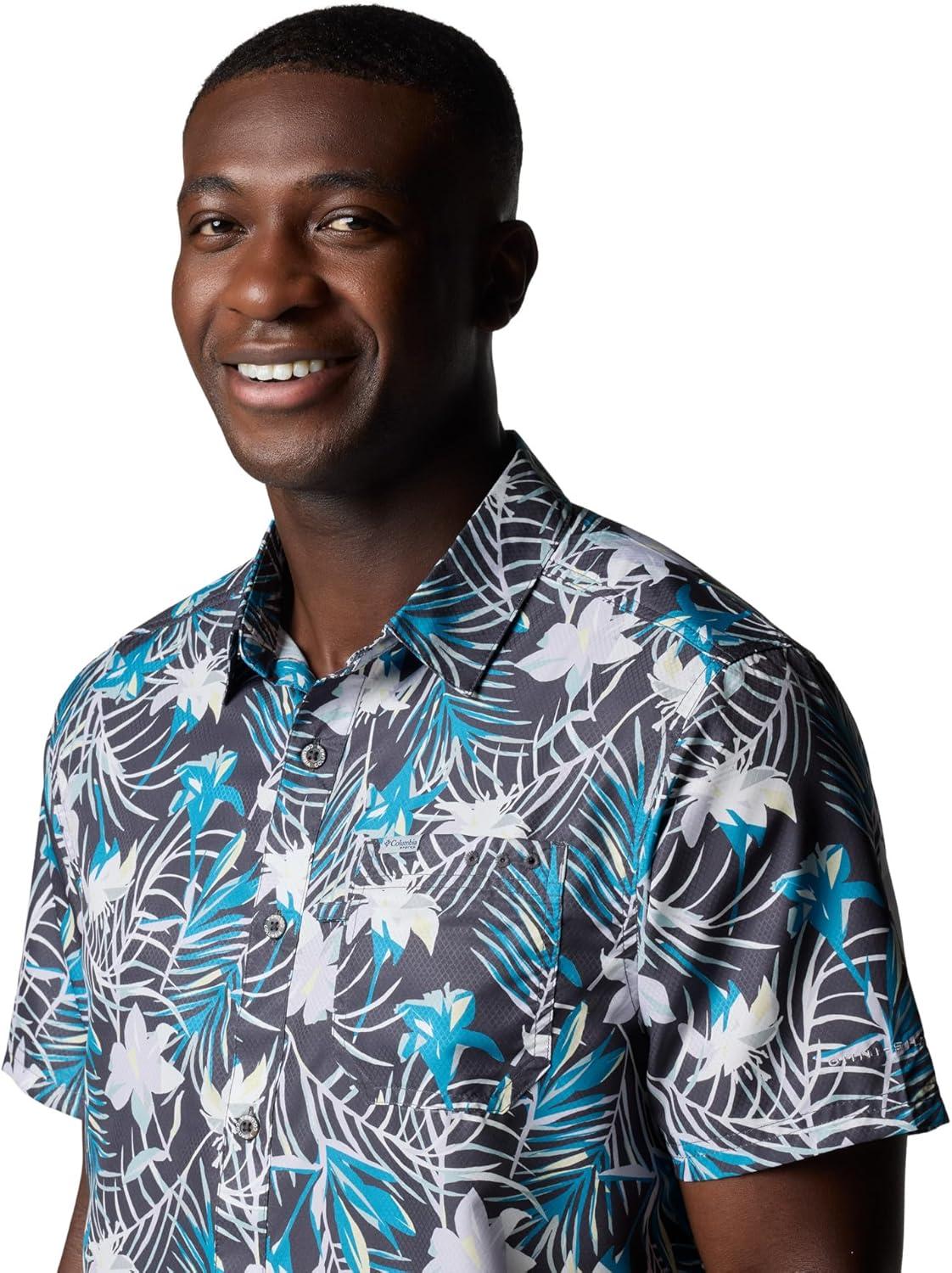 imageColumbia Mens Super Slack Tide Camp Shirt Short SleeveShark Tropicfield