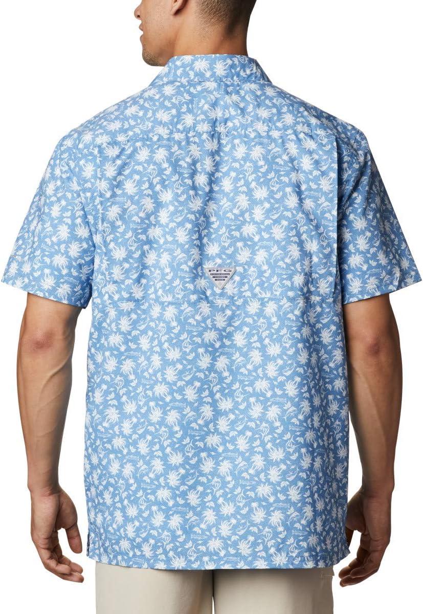 imageColumbia Mens Super Slack Tide Camp Shirt Short SleeveSkyler Marlin Palms Print
