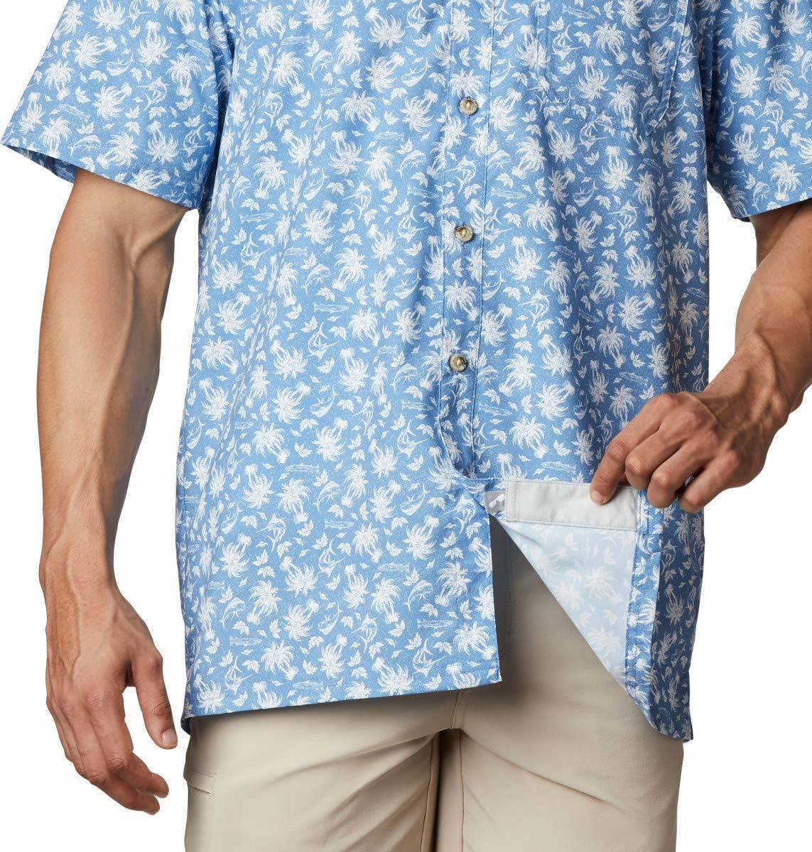 imageColumbia Mens Super Slack Tide Camp Shirt Short SleeveSkyler Marlin Palms Print