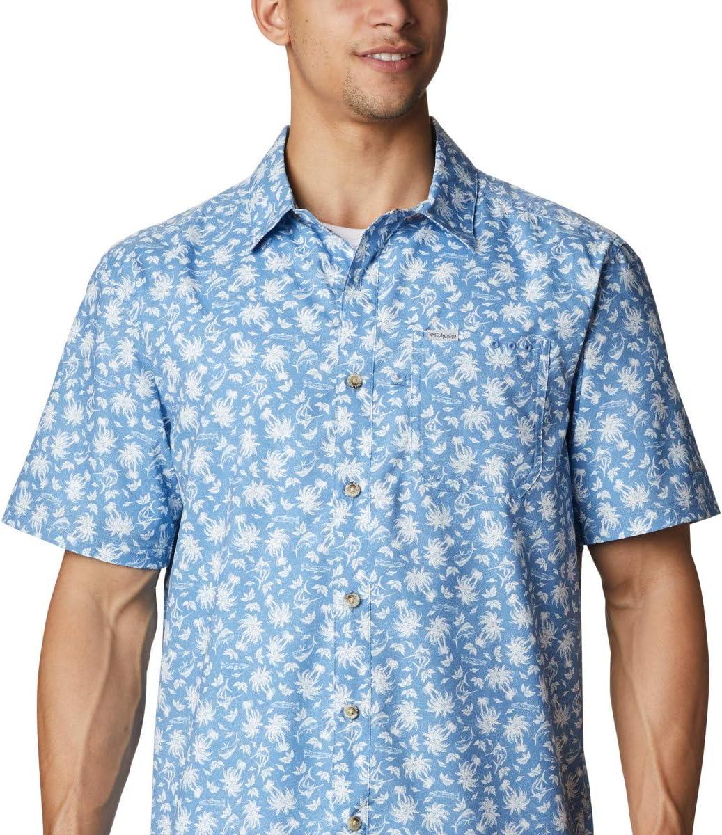 imageColumbia Mens Super Slack Tide Camp Shirt Short SleeveSkyler Marlin Palms Print