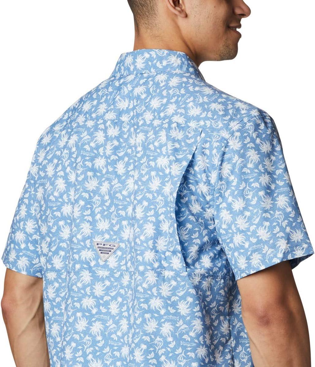 imageColumbia Mens Super Slack Tide Camp Shirt Short SleeveSkyler Marlin Palms Print