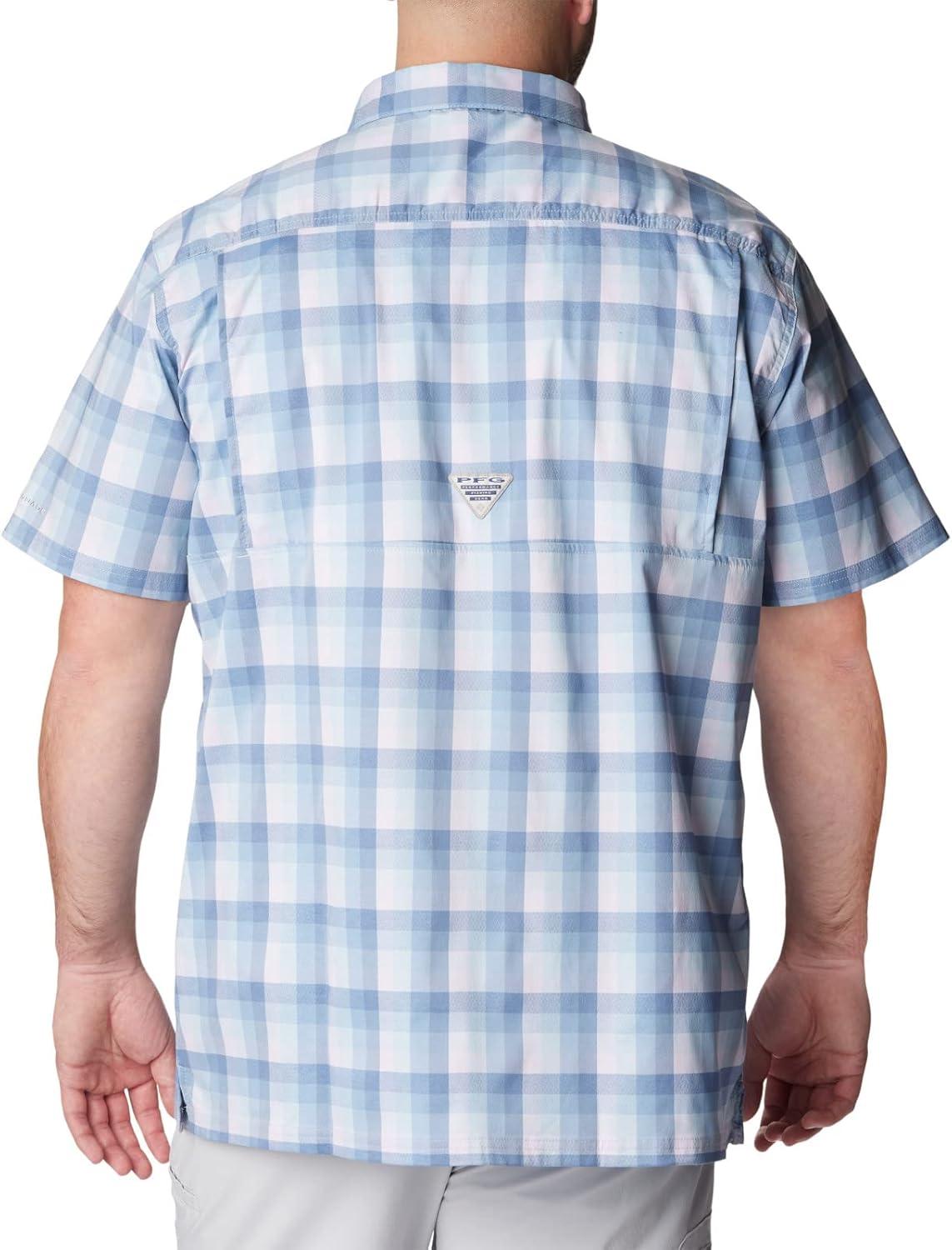 imageColumbia Mens Super Slack Tide Camp Shirt Short SleeveSoft Violet Mid Gingham
